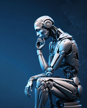 ai generated illustrution Robot,artificial inteligence thinkig about future