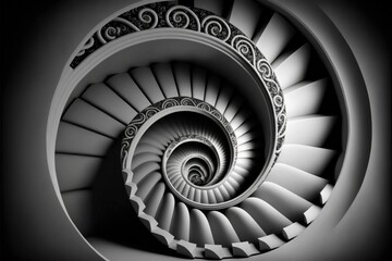 Spiraling Optical Illusion Staircase Creates Endless Realistic Effect in High-Resolution 8K Image - obrazy, fototapety, plakaty