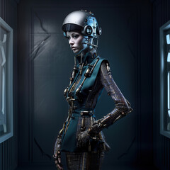 Naklejka premium ai generated illustrution Robot cycorg and modern high fashion