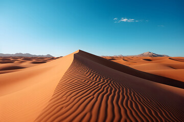 Fototapeta na wymiar peaceful desert under the clear blue sky 
