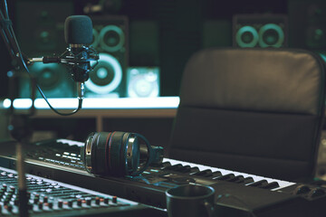 Professional equipment in the recording studio