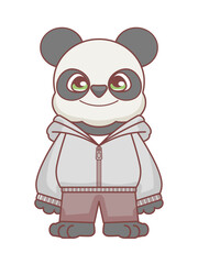 パーカーを着たかわいいパンダのキャラクターイラスト