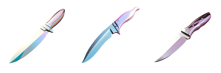 Obraz premium Isolated metallic knife with a silver hue against transparent background