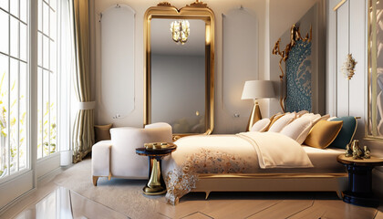 luxury hotel room with sofa, design 