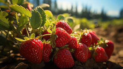 Raspberry farm on harvest season, aerial drone view - obrazy, fototapety, plakaty