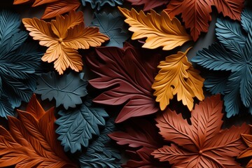 A beautiful autumn leaves background, mixture of different types of leaf