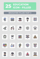 Education Learning filled icon style design