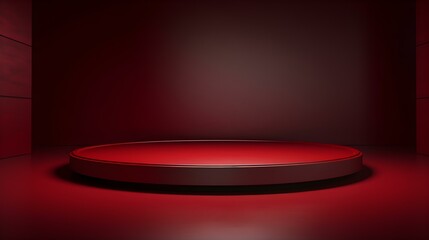 Modern Studio Background in dark red Colors. Elegant Room for Product Presentation
