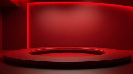 Obraz premium Modern Studio Background in dark red Colors. Elegant Room for Product Presentation 