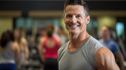 Fototapeta premium Portrait of athletic man in a gym