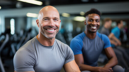 Obraz premium Portrait of athletically built men in a gym