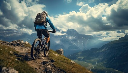 Mountain biker riding on a trail