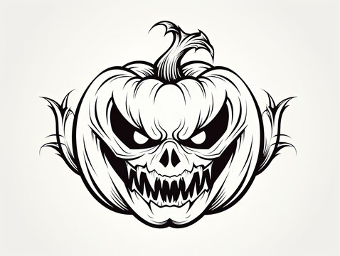 jack o lantern pumpkin with a scary face for adult coloring page