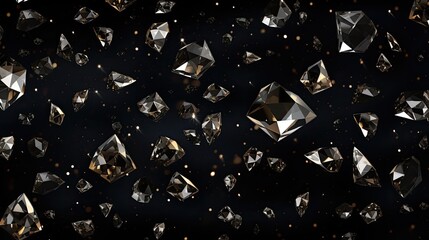 Luxurious Christmas pattern with black and glitter diamond background. Elegant holiday illustration.