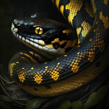 Black and Yellow Snake Piada: A Striking Image of a Serpentine Delight