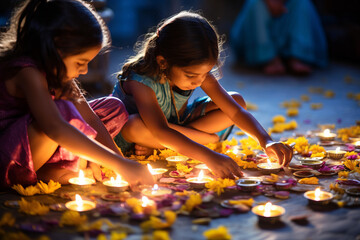 Little siblings celebrating Bhaidooj or Diwali festival
