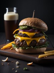 hamburger with fries