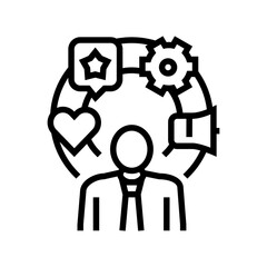 personality traits interview job line icon vector. personality traits interview job sign. isolated contour symbol black illustration