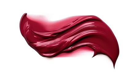 Fototapeta premium Burgundy lipstick stroke smear smudge on isolated white background, generative ai