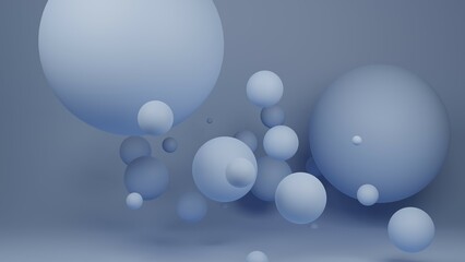 Abstract Spheres: Geometric Contemporary Art - 3D render, Creative Design, Minimalist Composition, Visual Symmetry, and Innovative Structure