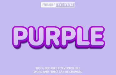 Purple editable text effect 3d style template