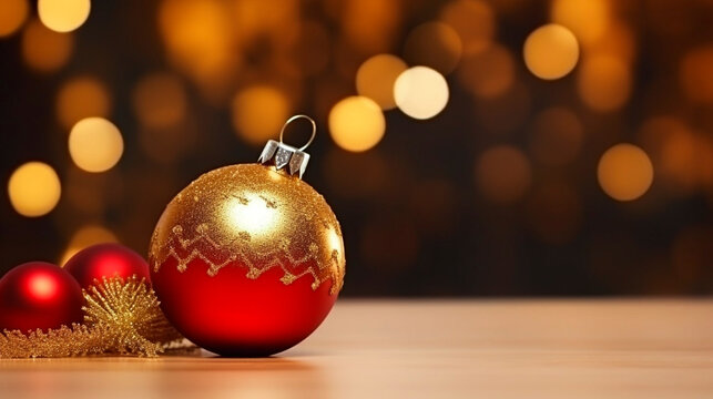 hyperrealistic photo, close up view on christmas decoration, shiny decoration, Christmas balls, background for postcard or invitation card, greeting card.