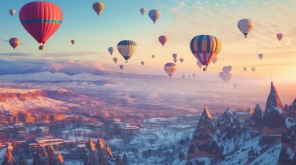 Obraz premium hot air balloon flying over region country