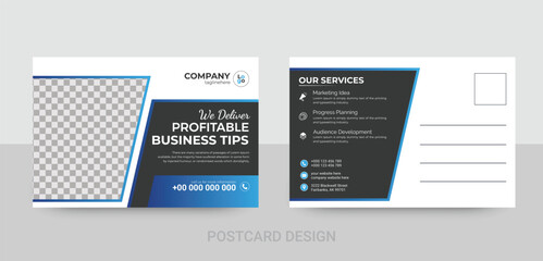 Corporate business blue postcard or EDDM postcard design template