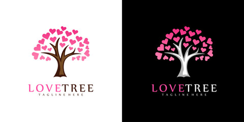 Vector nature tree illustration logo, love symbol, love logo vector design template