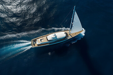 Fototapeta premium Luxury super yacht sailing in beautiful sea