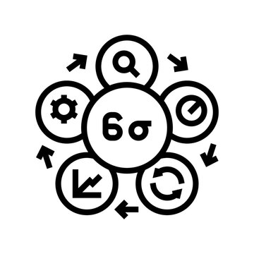 six sigma manufacturing engineer line icon vector. six sigma manufacturing engineer sign. isolated contour symbol black illustration