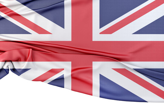 Isolated Flag of United Kingdom with copy space below. 3D Rendering