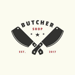 Butcher Knife Vintage Logo Template.