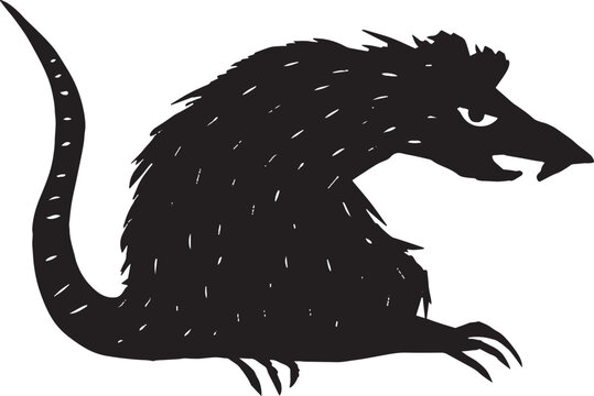black rat silhouette, angry expression, side view clip art preview