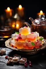 Obraz na płótnie Canvas Oriental sweets with turkey tea 