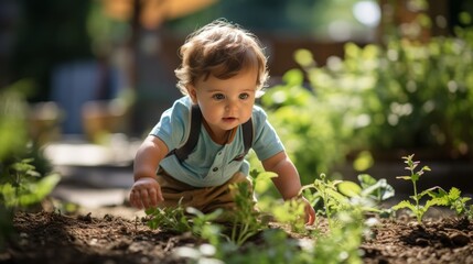 child planting a plant