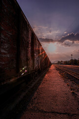 Obraz premium railway at sunset