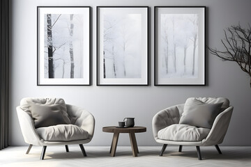 3 design scene with armchair interior, scandinavian concept, 3d render