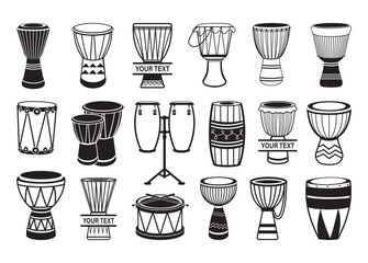 African Drum vector bundle, African Drum clipart, Drum clipart, African Drum silhouette.