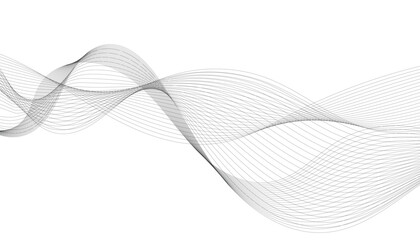 Abstract wave element for design. Digital frequency track equalizer. Stylized line art background. Vector illustration of wavy lines. Black and gray color.