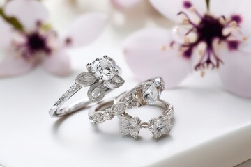designer wedding ring photography for wedding or engagement generative ai
