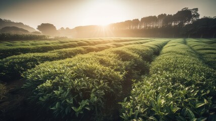 eco-friendly tea farm field landscape for organic agriculture generative ai
