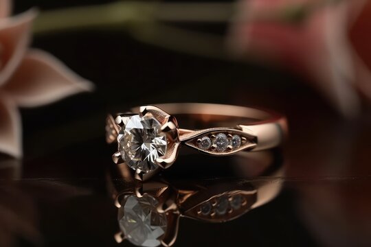 premium diamond ring photography with shiny gemstone generative ai