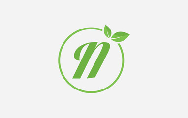 Fresh green leaf logo and nature healthy leaf logo circle design vector