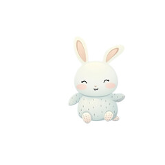 Obraz premium Children s illustration of a cute cartoon bunny with a crescent moon and yellow stars in a seamless pattern suitable for baby textiles print and wallpaper transparent background