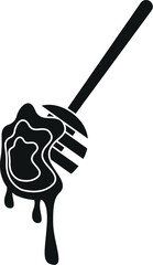 Black and White Cartoon Vector Illustration of a Honey Stick with Honey Dripping