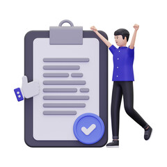 3d paperwork has been approved illustration