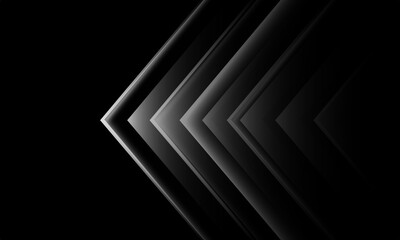 Abstract silver arrow direction geometric on black design modern futuristic technology creative background vector