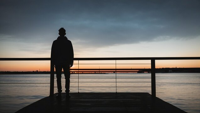 silhouette of a person on a pier