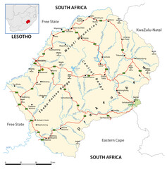 Vector road map of Kingdom of Lesotho